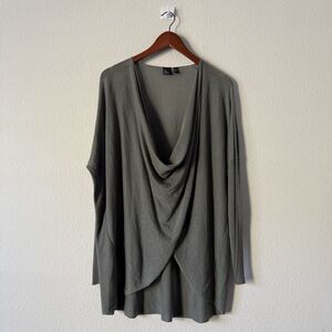 The Fisher Project Twist Front Top Womens M Gray Cowl Neck Draped Blouse